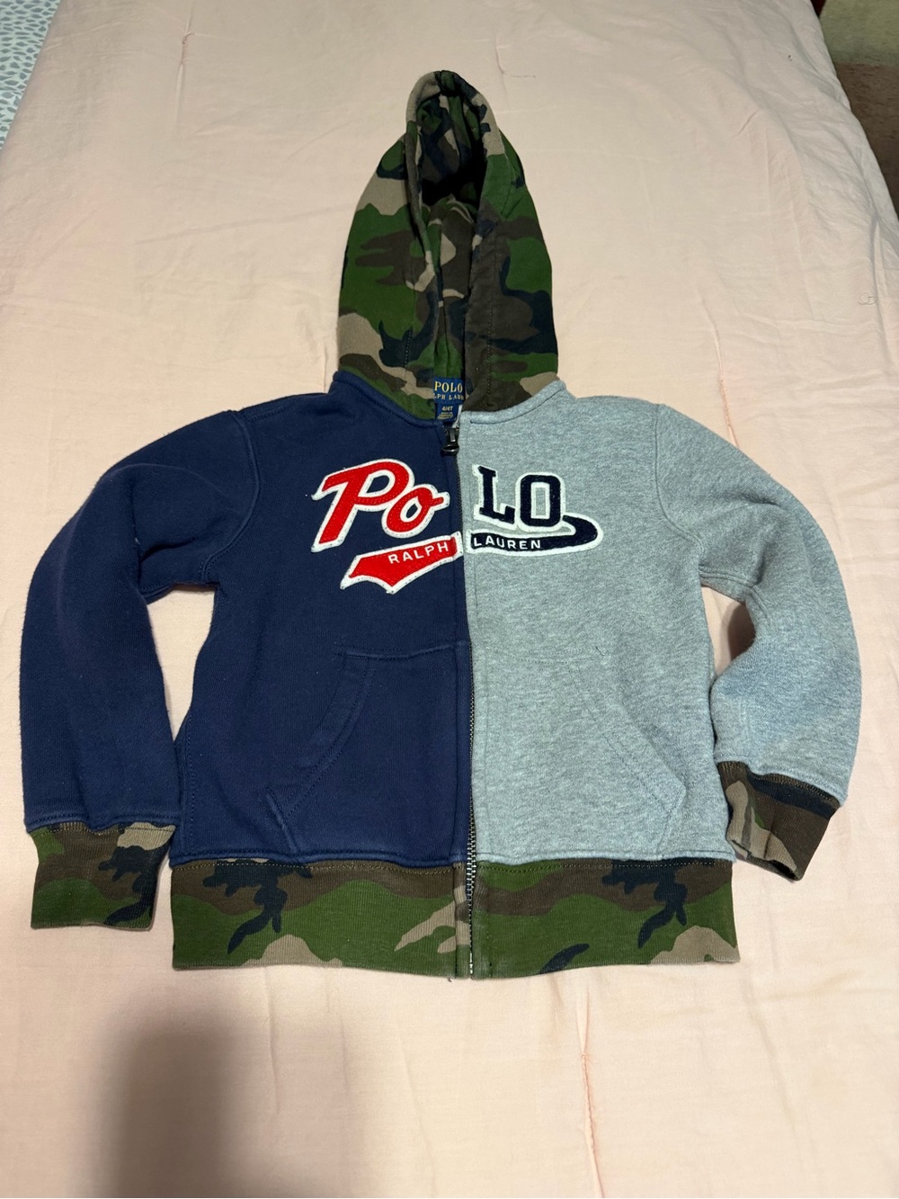 Polo by Ralph Lauren Boys' Navy & Gray Colorblock Hoodie with Camo Hood